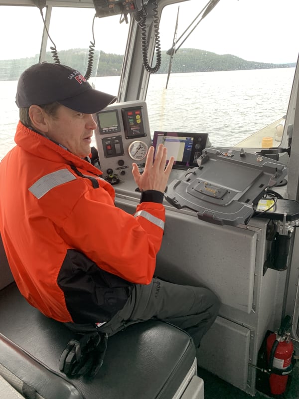 Lt. Dodd training on the Fireboat